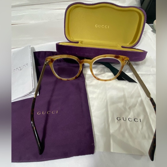 🔴⬇️ GUCCI light tortoise shell tiger eye glasses optical 🐯 MADE IN ITALY - Picture 5 of 11